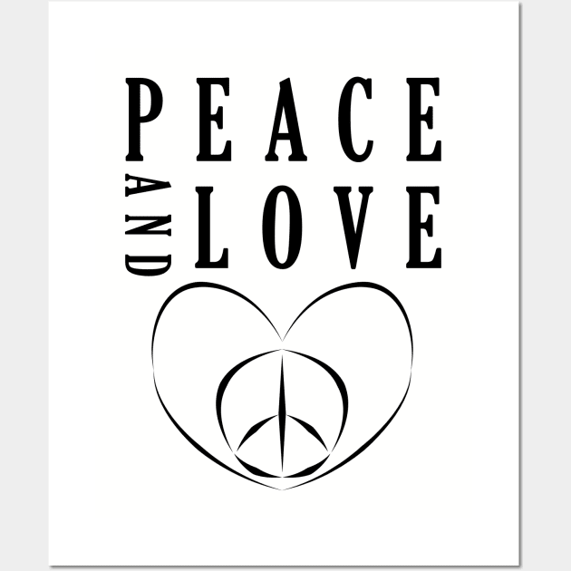Peace and Love Sign best gift Black design Wall Art by MFK_Clothes